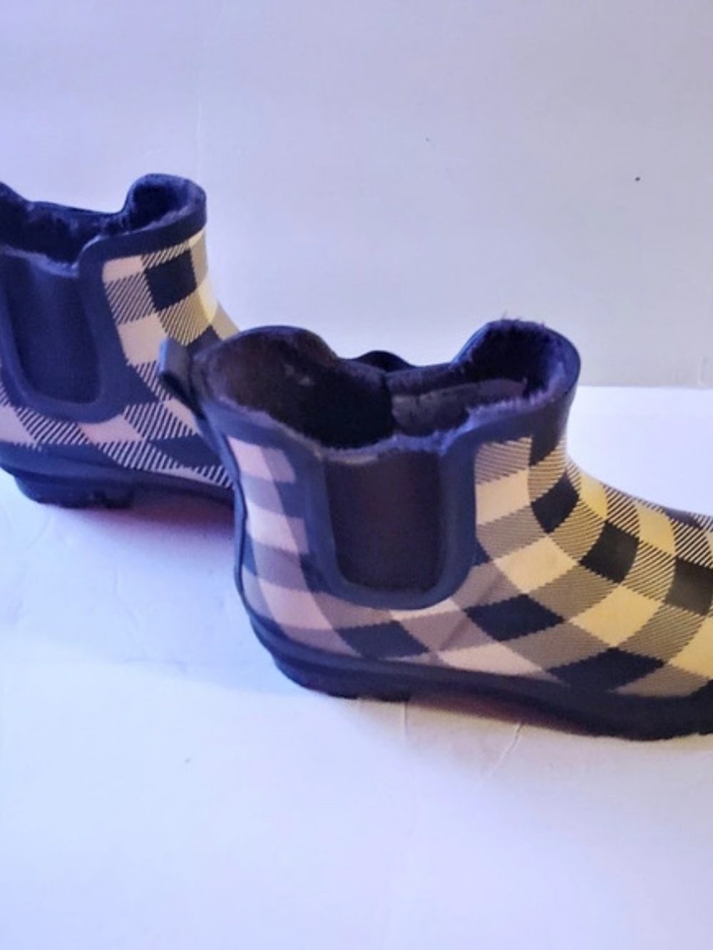 Western Chief Buffalo Plaid Chelsea Black Rain Boot Rain Boots Yellow & Black US